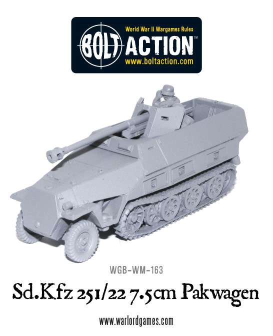 World War 2 German 251/22 75 mm Pakwagen suitable for Bolt Action 3 D print