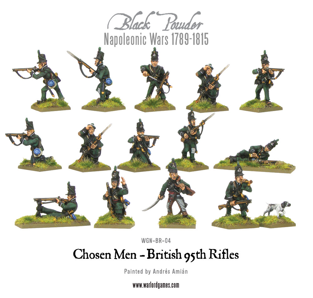Black Powder 28mm Miniatures x14 Warlord Games Napoleonic British 95th Rifles Chosen Men Warlord BR-04