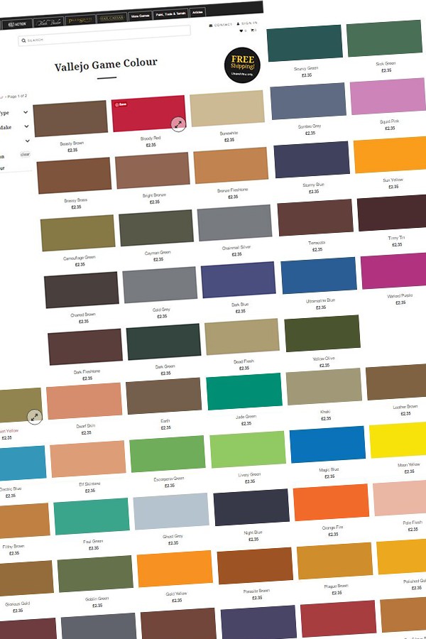 Vallejo Paints Colour Chart