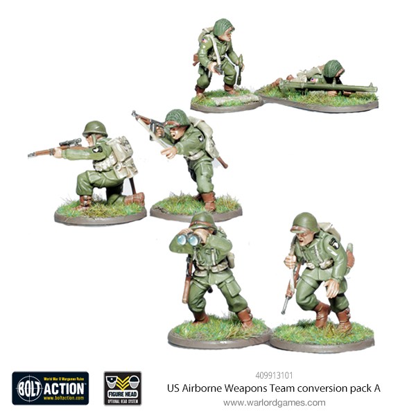 409913101 US Airborne Weapons Team conversion pack A (Sniper, Bazooka, Officer)