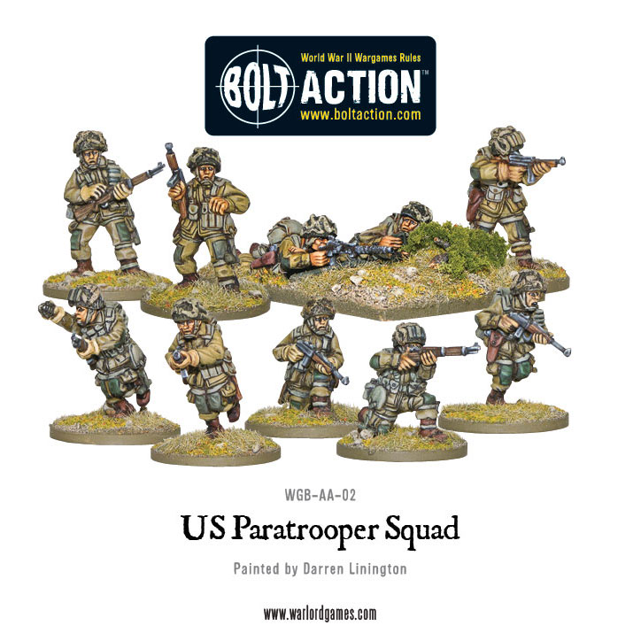 Warlord 402013101 Bolt Action US Airborne Paratroopers 1:56 WWII Military Wargaming Figures Plastic Model Kit 