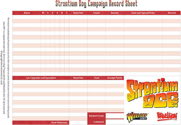 Strontium Dog Campaign Record Sheet