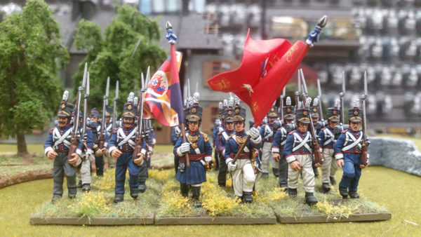 Unit of Plastic Portuguese infantry on the table