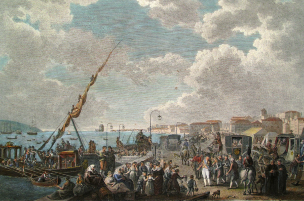 Dockside scene of the Royal family's escape