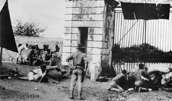 US Marines defending the entrance gate in Cap-Haïten, 1915