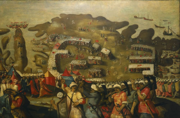 Painting of the Ottoman fleet arriving at Malta.