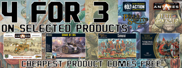 Warlord Games Open Day Webstore Offers | 4 for 3 on selected products - cheapest product comes free