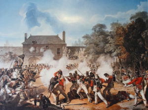 Fighting around Hougounmont during the Battle of Waterloo.
