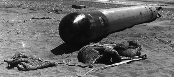 A Long Lance torpedo on the beach at Guadalcanal - Imperial Japanese Navy