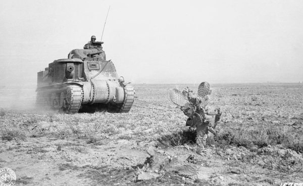 A tank of the US Army 1st Armoured Division advances on Kasserine.