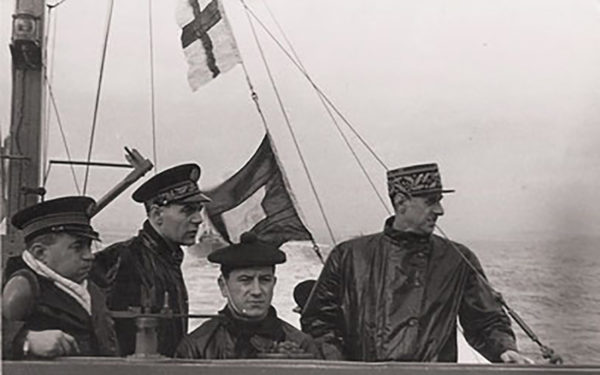Charles de Gaulle aboard one of the Free French Vospers.