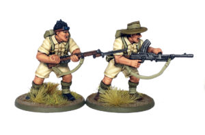 British Commonwealth Diggers, two examples of the new plastics with Aussie heads