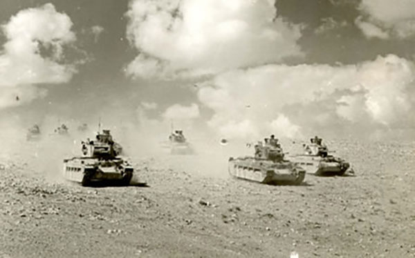 Matilda tanks on the attack somewhere in the Western Desert. 