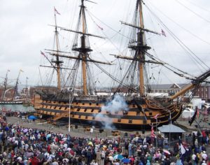 HMS Victory fires a Broadside during the Bicentenary of Trafalgar in 2005